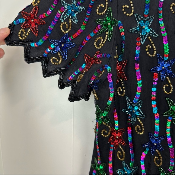 Vintage Beaded Sequin Star Top M - Picture 4 of 11